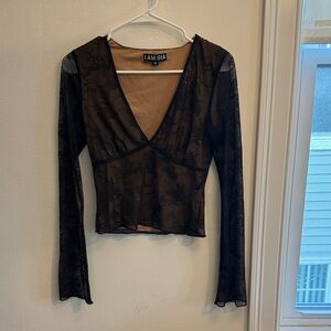 I.AM.GIA Black Floral Lace Blouse
